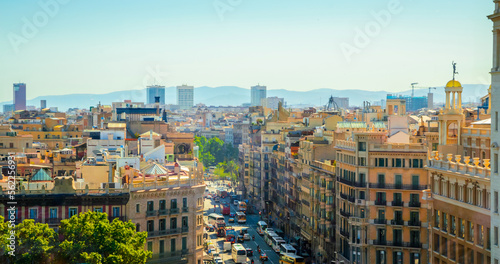 Panorama of beautiful city Barcelona, Catalonia, Spain. Cityscape of Barcelona
