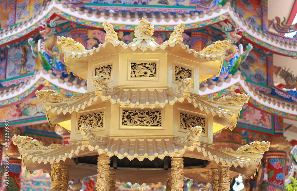 Fototapeta premium Beautiful Giant incense pots at Naja Chinese Shrine, Chonburi of Thailand, Chinese culture background, Chinese new year