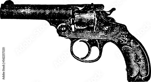 Revolver, Vintage Engraving, Double Action Revolver