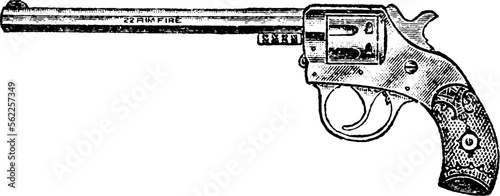 22-Caliber Double Action, Self-Cocking Revolver, Vintage Engraving