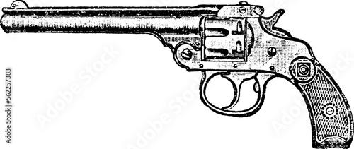 22-Caliber Revolver, Vintage Engraving
