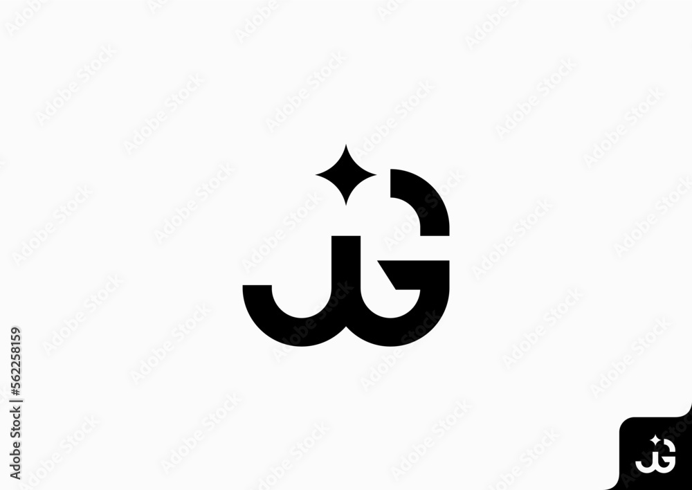 Letter JG icon logo flat minimalist black and white Letter JG icon logo flat minimalist black and white