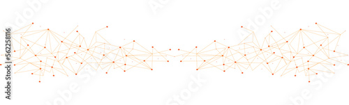 Orange network. Abstract connection on white background. Network technology background with dots and lines for desktop. Ai background. Modern abstract concept. Line background, network technology