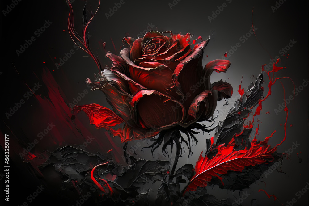 Valentines Day gothic rose romance inspired cinematic holiday with room for  copy / print space love star crossed dark with deep passionate red Stock  Illustration | Adobe Stock