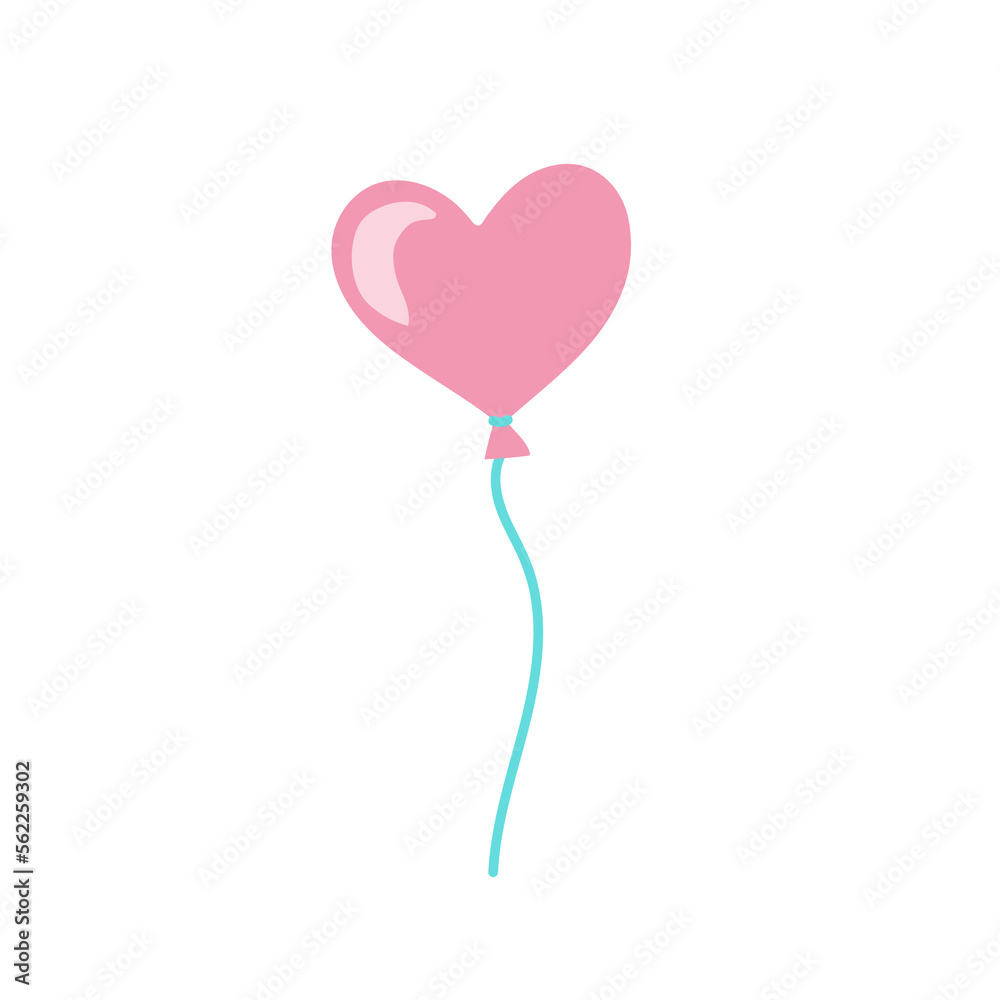 Hearts balloon. Hand drawn doodle Valentine Day illustration. Love and romantic