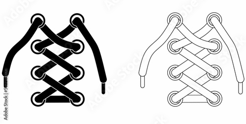 outline Silhouette shoelace icon set isolated on white background photo