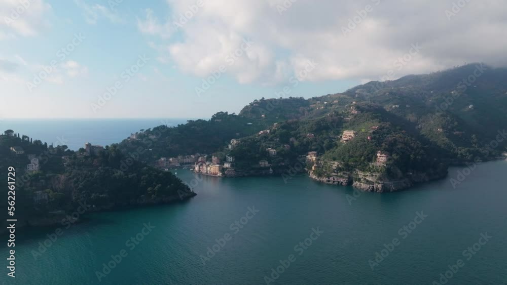 Aerial view of Portofino overlooking the sea in Liguria Aerial view of Portofino overlooking the sea in Liguria