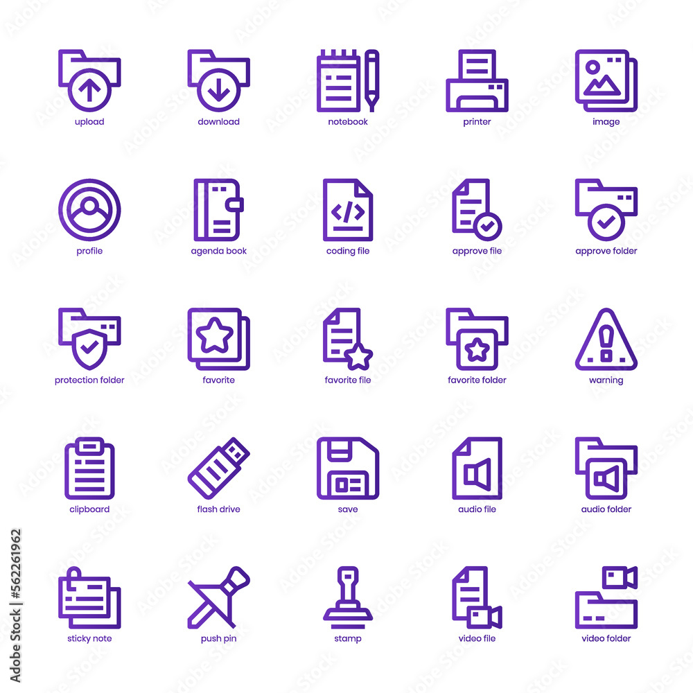 File and Document icon pack for your website, mobile, presentation, and logo design. File and Document icon basic line gradient  design. Vector graphics illustration and editable stroke.