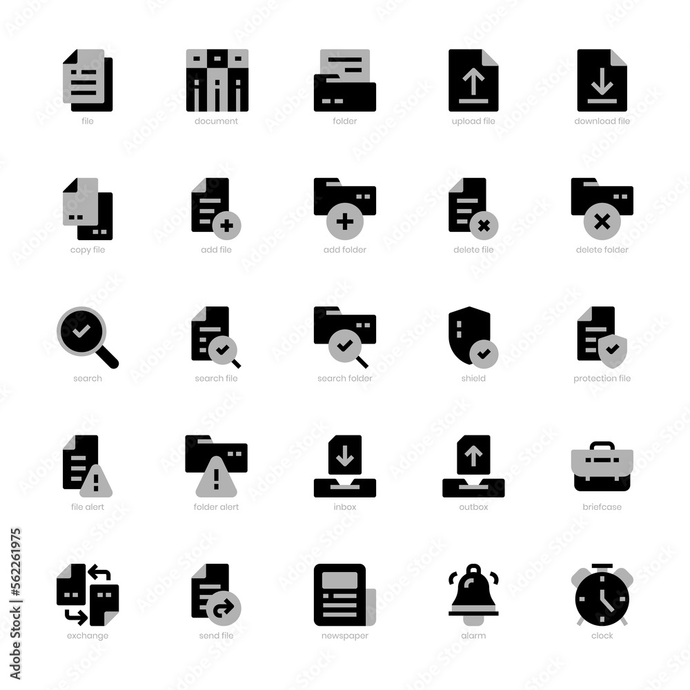 File and Document icon pack for your website, mobile, presentation, and logo design. File and Document icon duo tone design. Vector graphics illustration and editable stroke.