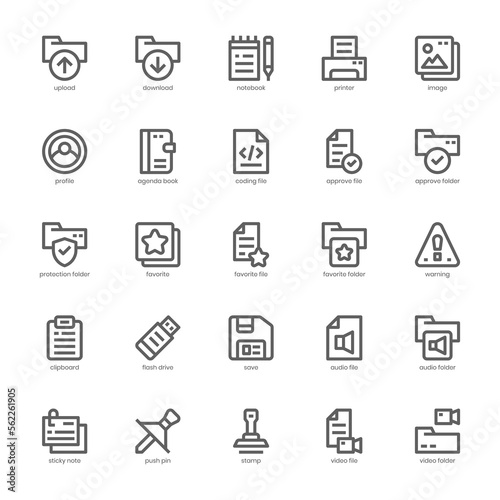 File and Document icon pack for your website, mobile, presentation, and logo design. File and Document icon outline design. Vector graphics illustration and editable stroke.