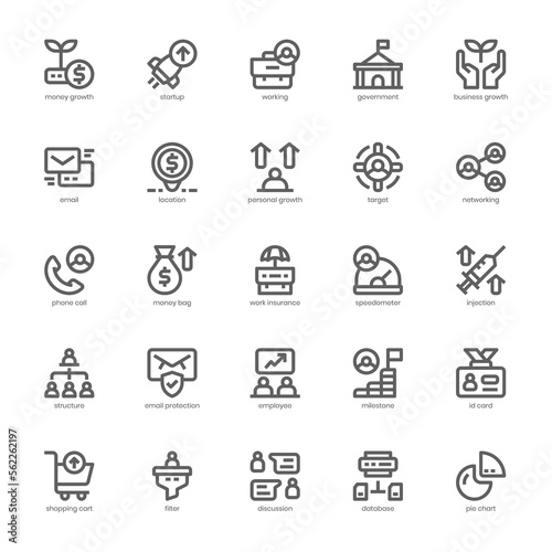Business Growth icon pack for your website  mobile  presentation  and logo design. Business Growth icon outline design. Vector graphics illustration and editable stroke.