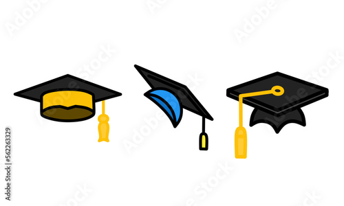 Graduation hat icon. Graduation hat symbol set. Vector