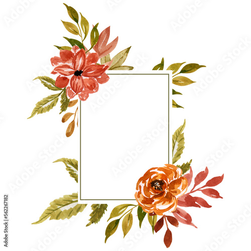 autumn flower watercolor frame decoration