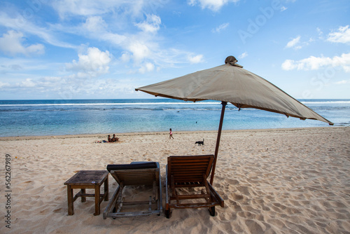 Beautiful view of Melasti Beach, a tropical beach, famous tourist destination located in Bali Island, Indonesia.