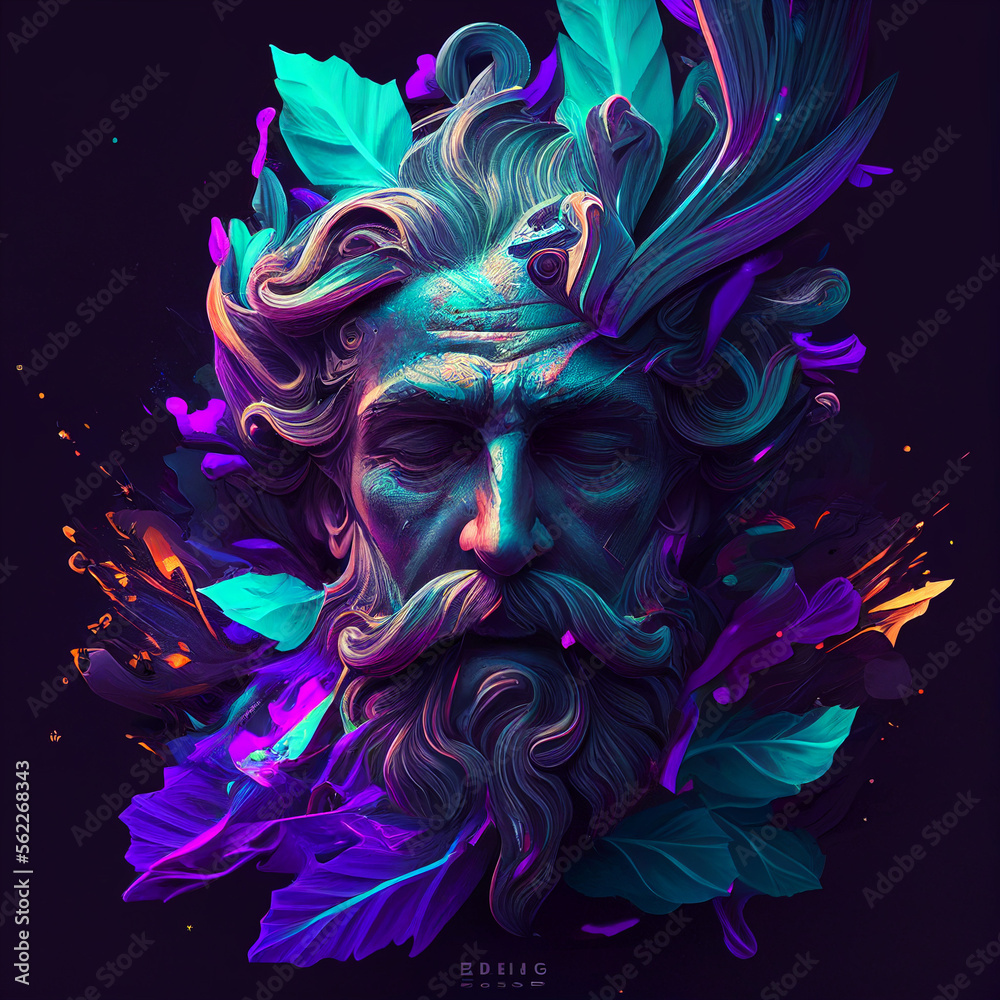 Portrait of Zeus, Statue of Zeus, god statue, greek god zeus Stock