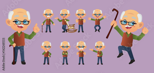 Old people with different poses