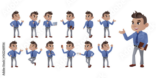Set of business people with different poses