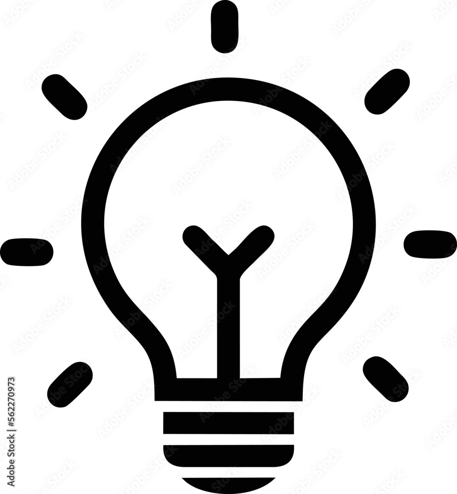 Idea icon symbol in black, creative inovation bulb symbol vector image Idea icon symbol in black, creative inovation bulb symbol vector image