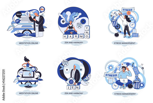 Meditation online. Self-management, self regulation learning, self-organization course, control over emotions metaphor Online yoga at home meditating. Deals with stress management, zen and harmony