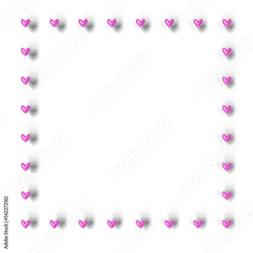 Valentine's Day Background: Frame with cute little colorful hearts  (3D Rendering) © A