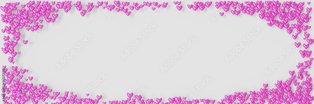 Valentine's Day Background Frame with pink hearts (3D Rendering)