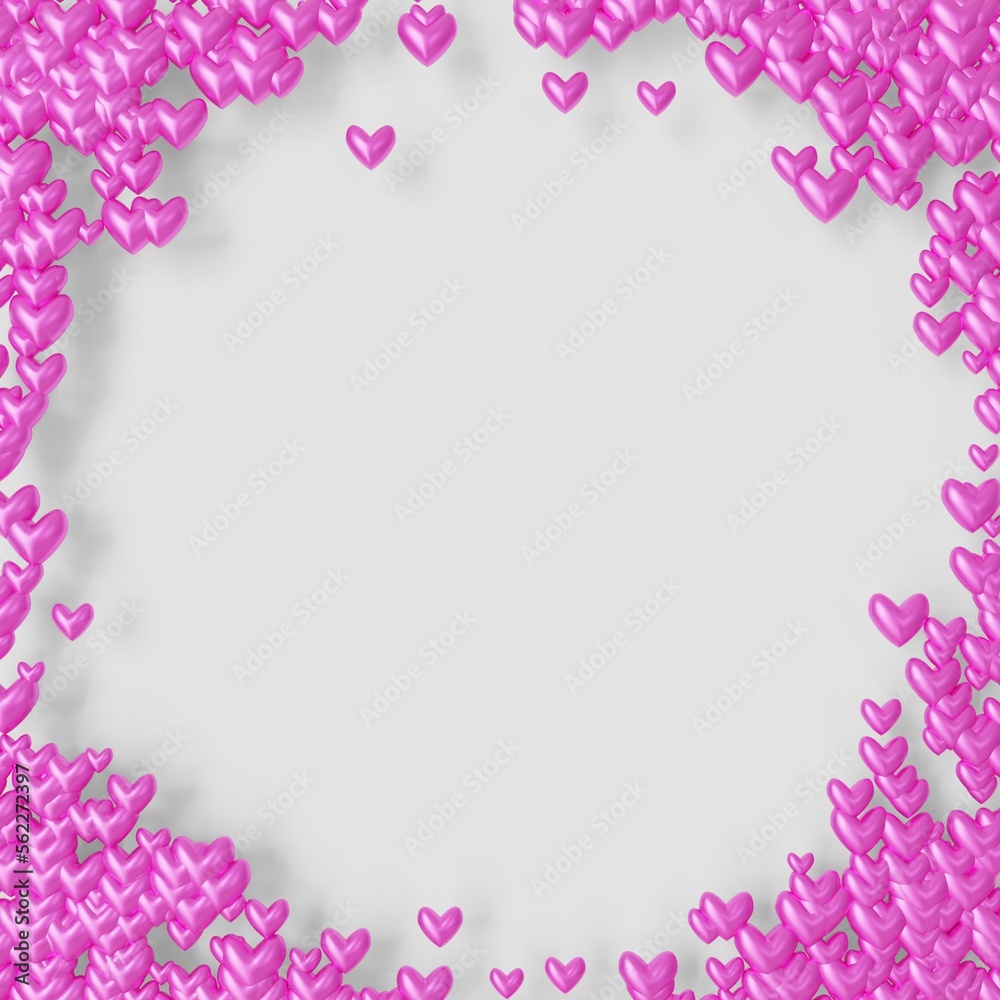 Valentine's Day Background Frame with pink hearts (3D Rendering) Valentine's Day Background Frame with pink hearts (3D Rendering)