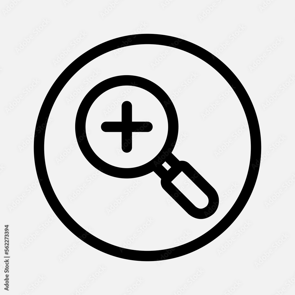 Zoom in icon in line style about essentials, use for website mobile app presentation Zoom in icon in line style about essentials, use for website mobile app presentation