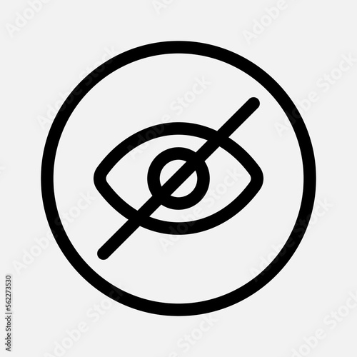 Not visible icon in line style about essentials, use for website mobile app presentation