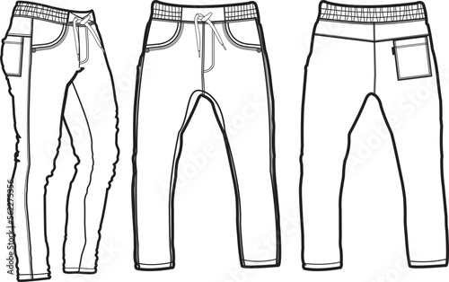 Jogger Fashion Flat Template Vector Sketch