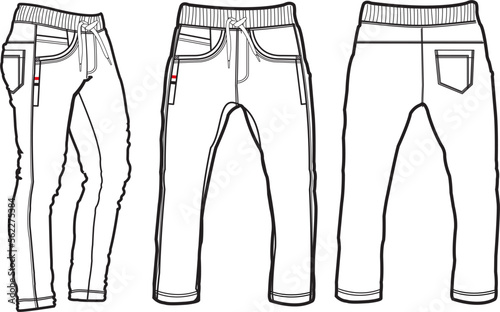 Jogger Fashion Flat Template Vector Sketch