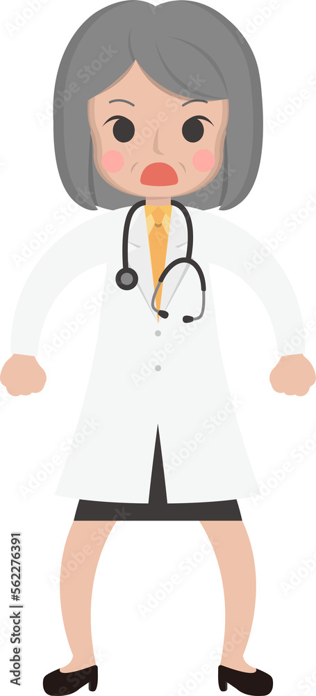 Older female medical worker anxious look, medical staff, emoji cartoons Older female medical worker anxious look, medical staff, emoji cartoons