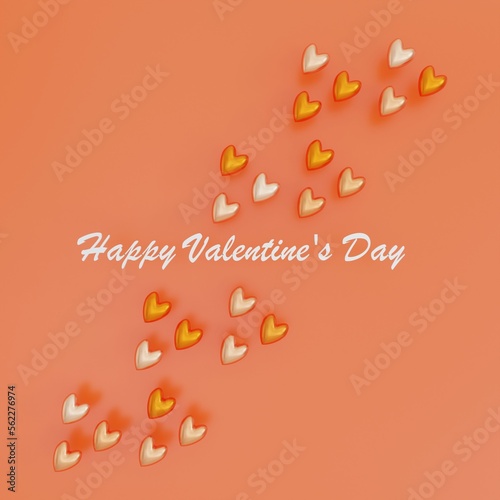 Valentine's Day: Background with cute little colorful hearts (3D Rendering) © A
