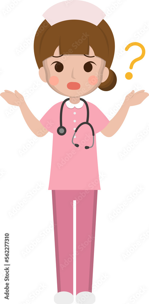 Female medical worker questioning, medical staff, emoji cartoons Female medical worker questioning, medical staff, emoji cartoons