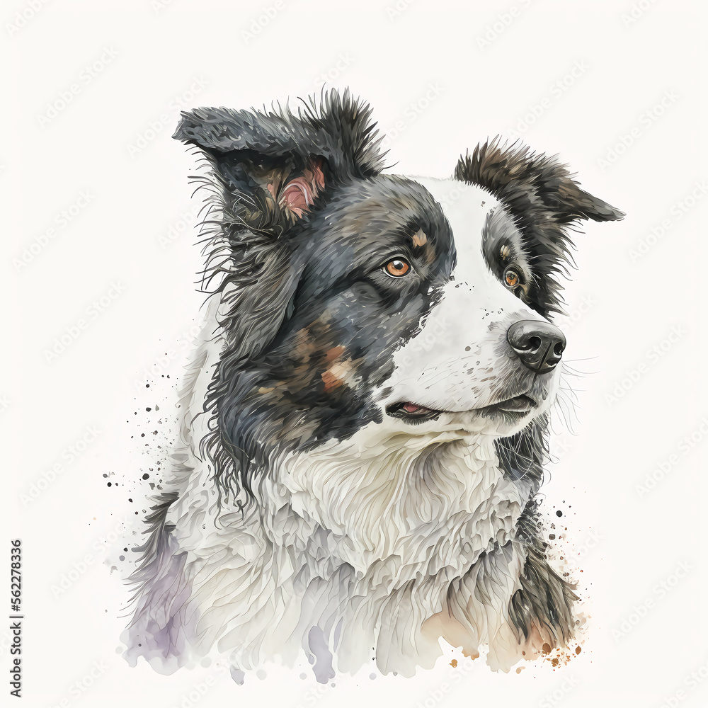 Fototapeta premium “Generative AI” Border Collie digital illustration.