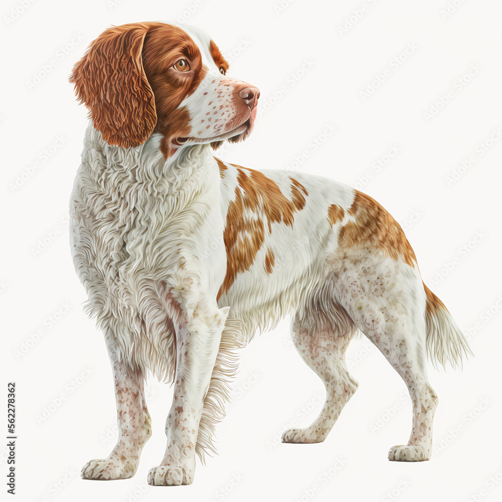 “Generative AI” Brittany dog digital illustration.