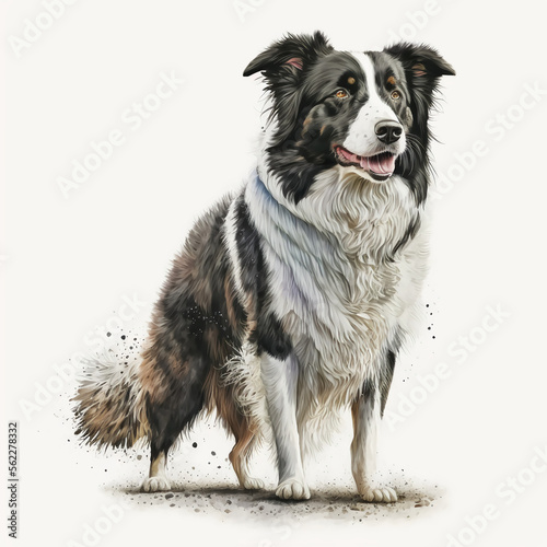 “Generative AI” Border Collie digital illustration.
