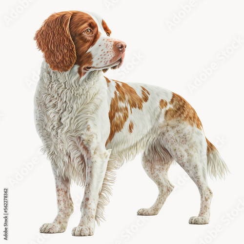 “Generative AI” Brittany dog digital illustration.