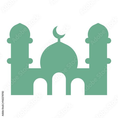 Green mosque silhouette