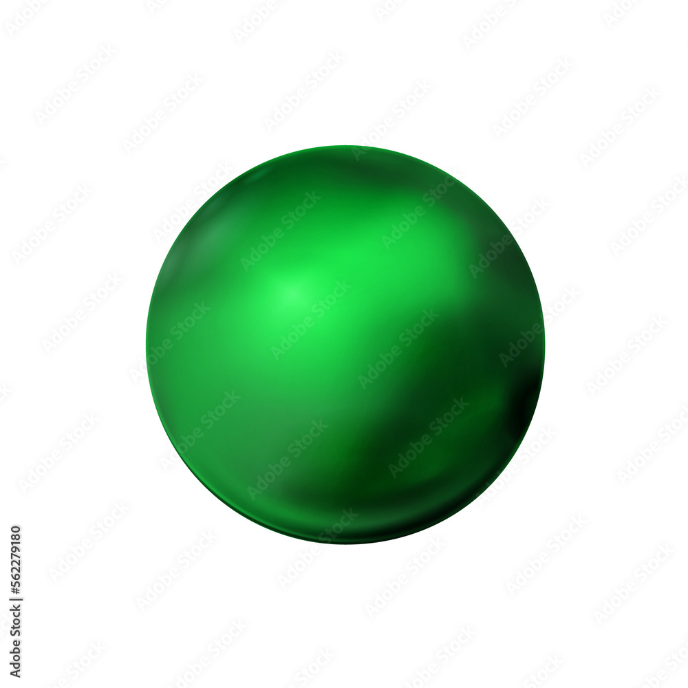 Dark green sphere, polished ball. Mock up of clean round the realistic object, glassy orb icon. Geometric design simple shape, smooth circle form. Isolated, png