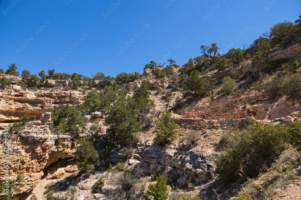 Rock formations on the South Rim edge of Grand Canyon National Park, Arizona, USA