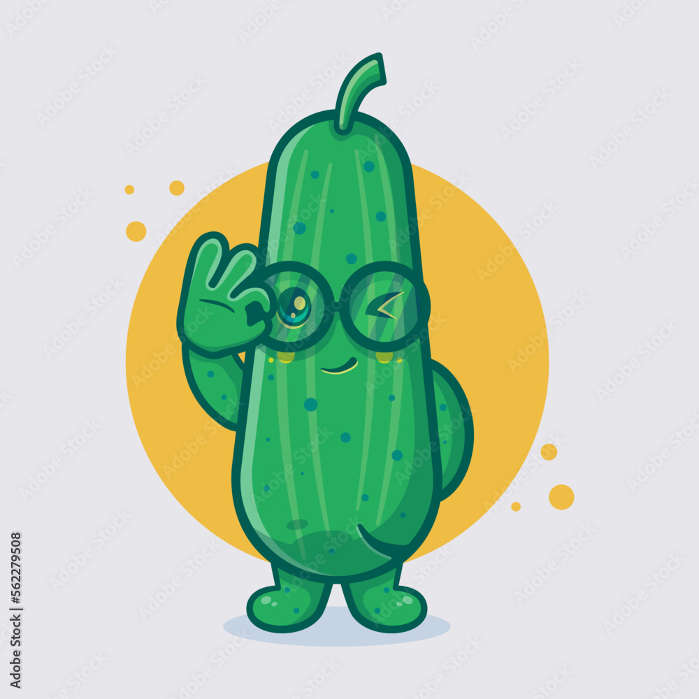 funny cucumber character mascot with ok sign hand gesture isolated cartoon in flat style design funny cucumber character mascot with ok sign hand gesture isolated cartoon in flat style design