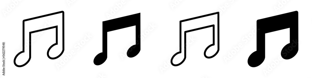 Conjunto de iconos de notas musicales. Música, fiesta, celebración y composición. Ilustración vectorial