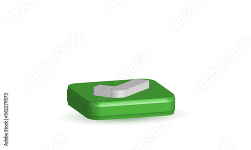 illustration realistic icon check mark green over lime style 3d creative isolated on background