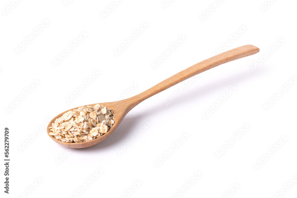 Oat flakes  isolated on white background.	