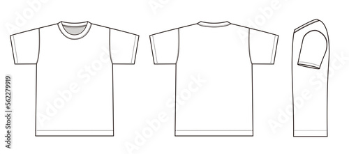 Short sleeve T-shirts template illustration (white / side) /png, no background