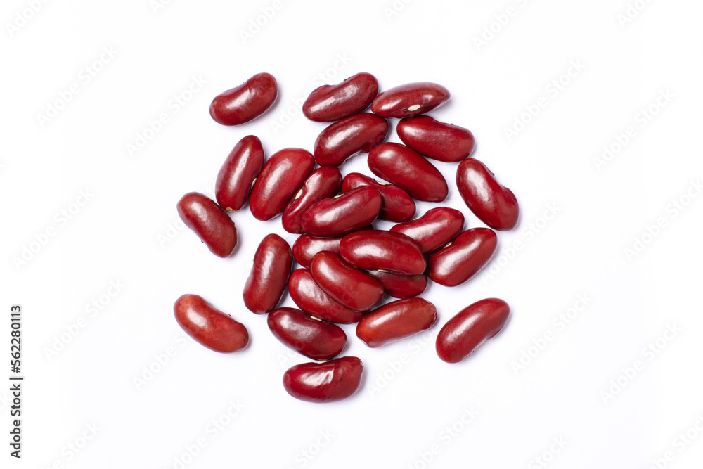 Red beans or kidney bean isolated on white background. top view, flat lay. Red beans or kidney bean isolated on white background. top view, flat lay.