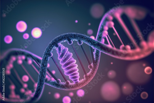 3d rendered genetic  illustration of human dna under microscope created with generative ai technology