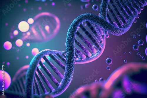 3d rendered genetic  illustration of human dna under microscope created with generative ai technology photo