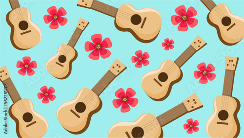 ukulele and flower pattern for hawaiian background