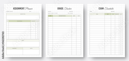 Study planner templates. Assignment planner template. Exam timetable planner. Grade tracker template. School planner template. Teacher planner templates. Kdp interior planner template. Set of planners